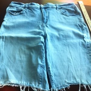 Denver Hayes mid knee short distressed stretchy soft light denim